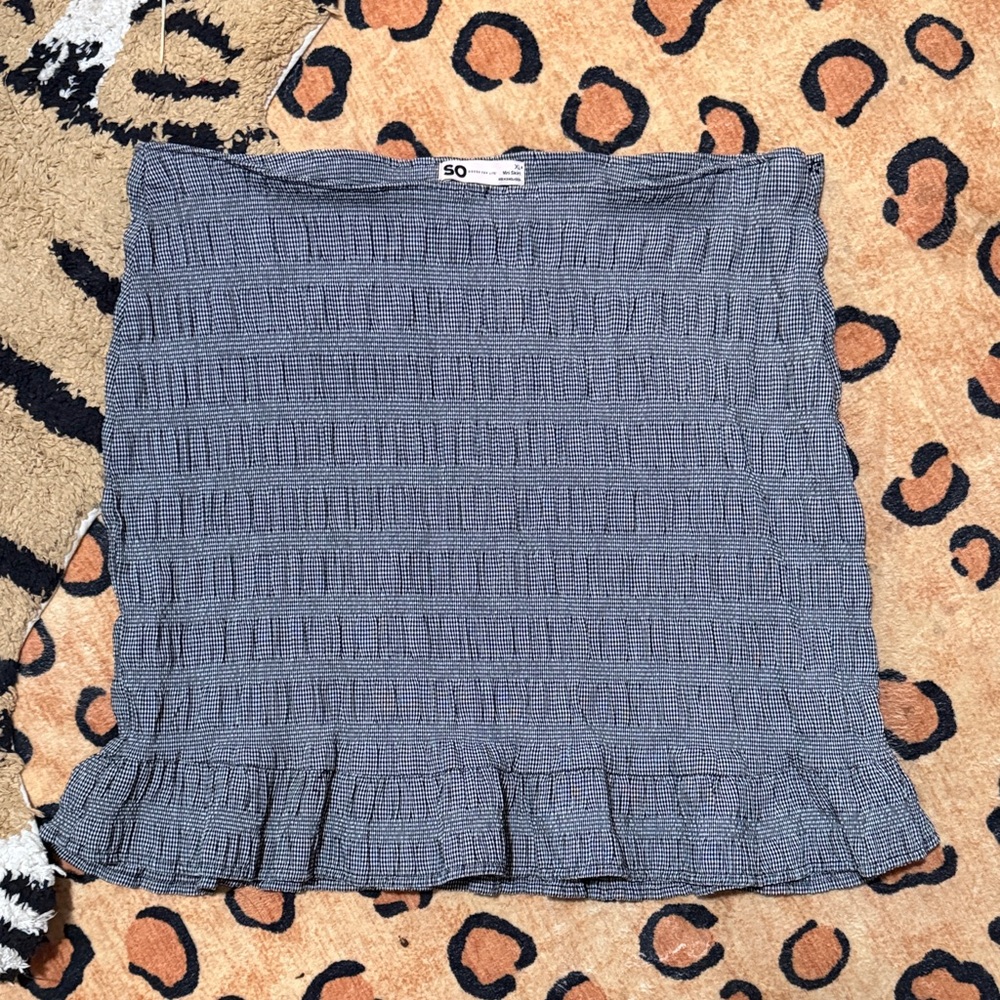 Women's Smocked Ruffle Hem Skirt - Black and White